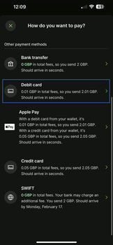 Select debit card deposit method