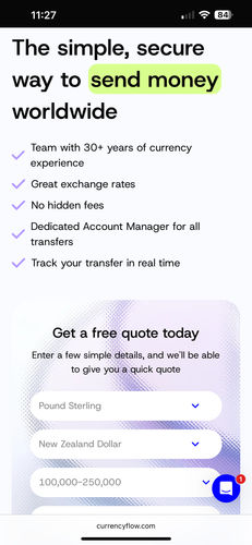 Currencyflow is the fastest way to send money from United Kingdom (GBP) to Croatia (HRK) - Currencyflow Screenshot