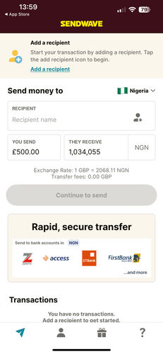 Sendwave is the cheapest way to send money from United States (USD) to Dominican Republic (DOP) - Sendwave Screenshot