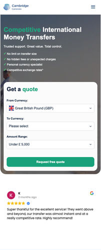 Cambridge Currencies is the cheapest way to send money from Canada (CAD) to Ethiopia (ETB) - Cambridge Currencies Screenshot