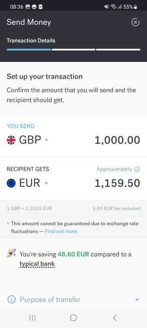 Add transfer information