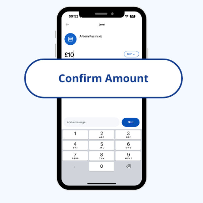 Confirm amount