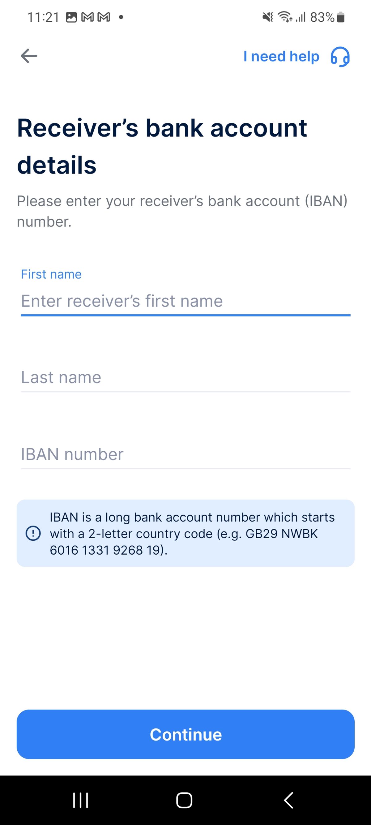 Add bank account details