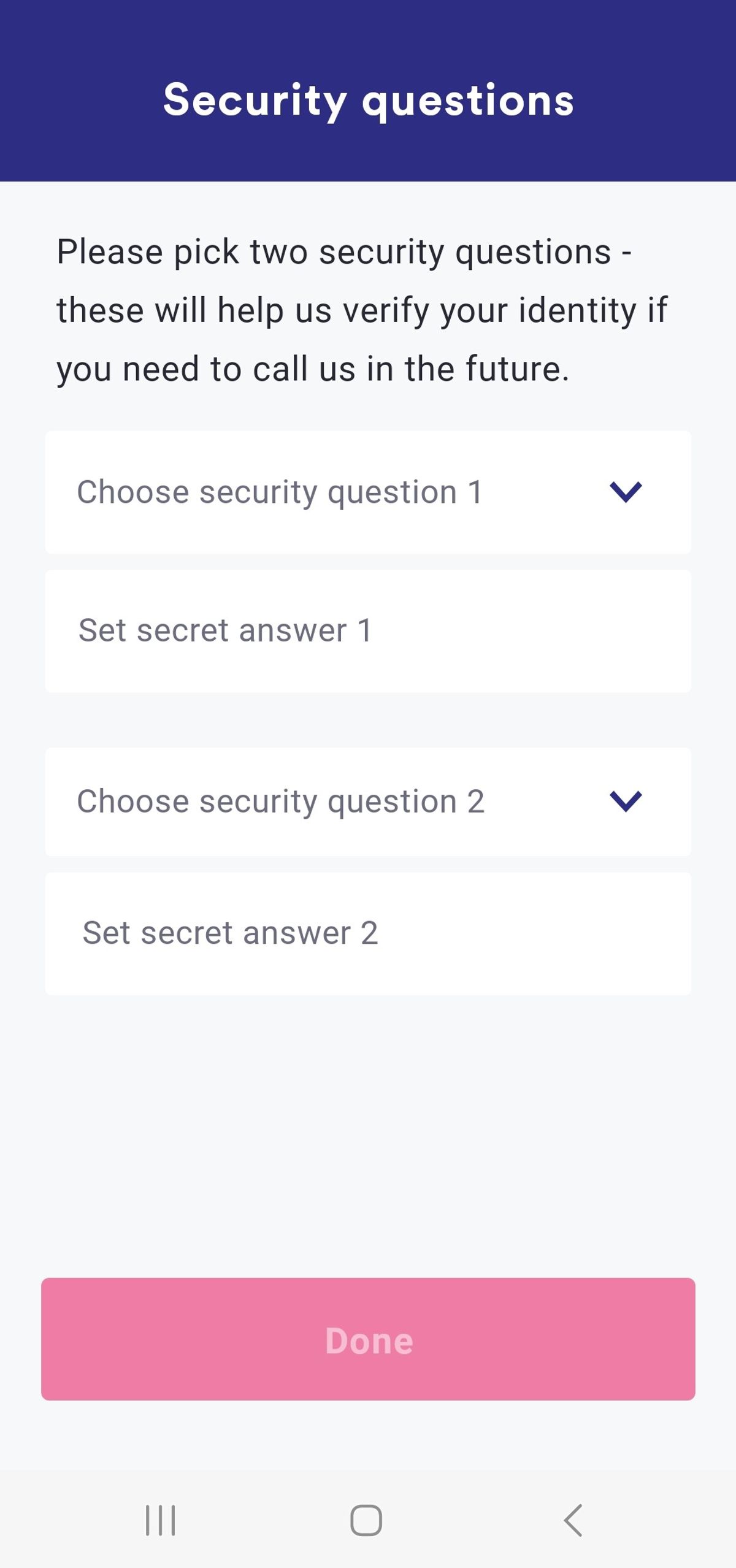 Verify security questions