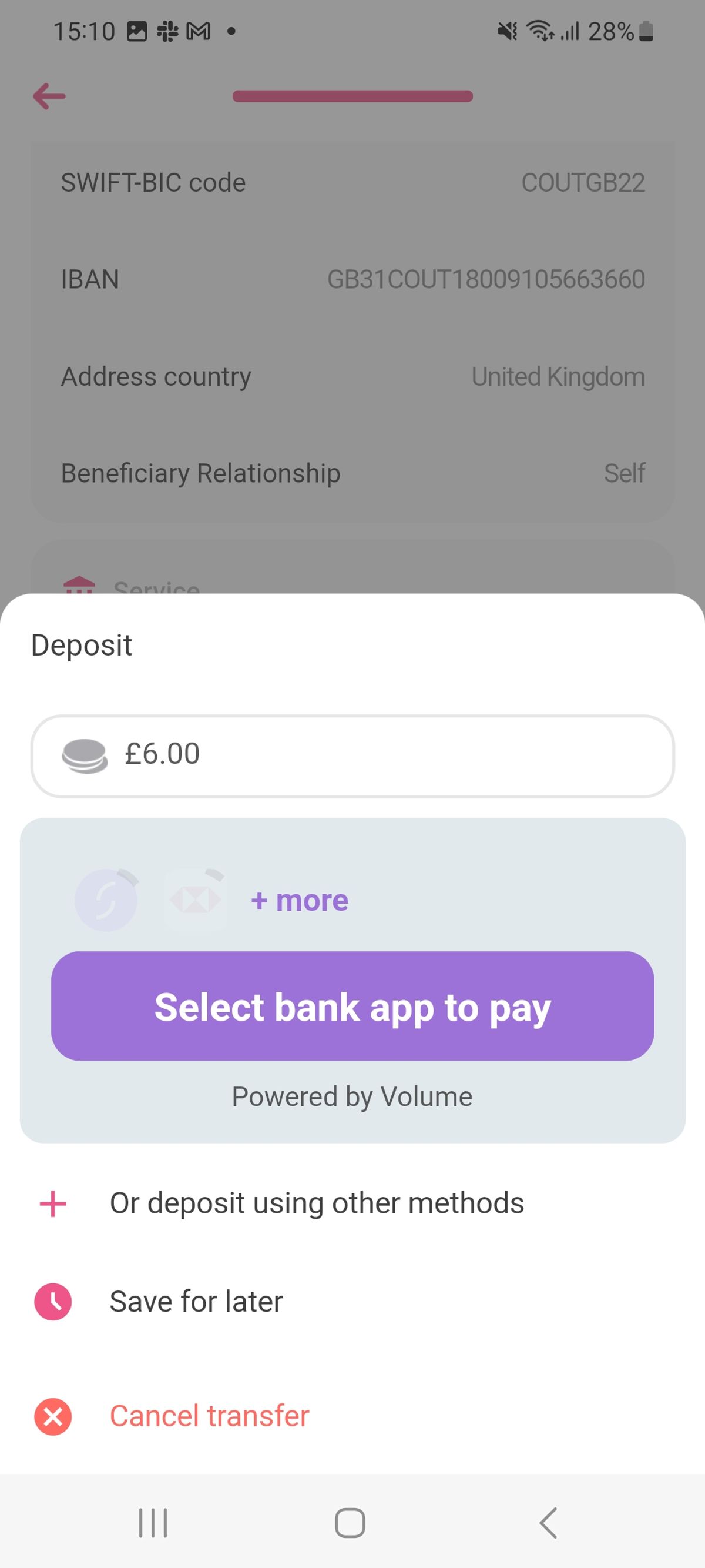 Connect bank account