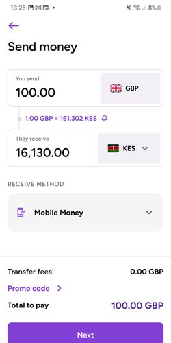 WorldRemit es la forma más económica de enviar dinero desde España (EUR) a India (INR) - Captura de pantalla de WorldRemit 1