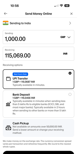 Xoom es la forma más rápida de enviar dinero desde España (EUR) a Nicaragua (NIO) - Captura de pantalla de Xoom