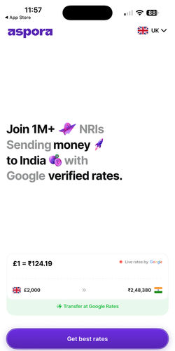 Aspora is the cheapest way to send money from United Arab Emirates (AED) to India (INR) - Aspora Screenshot