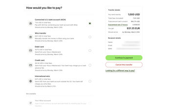 Pay for your transfer
