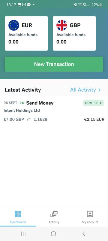 CurrencyFair es la forma más rápida de enviar dinero desde España (EUR) a Nueva Zelanda (NZD) - Captura de pantalla de CurrencyFair 1