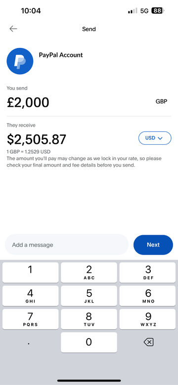 PayPal App (P2P Transfer) screenshot