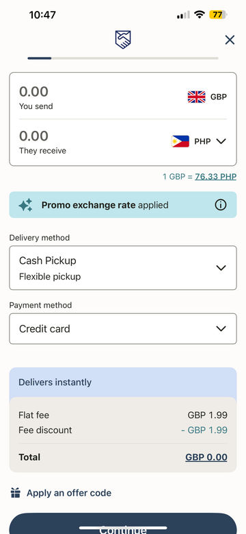 Remitly es la forma más económica de enviar dinero desde Argentina (ARS) a Estados Unidos (USD) - Captura de pantalla de Remitly 1