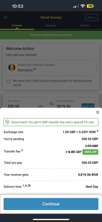 Western Union screenshot