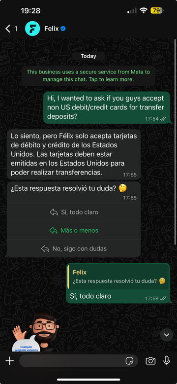 Le escribí a Felix con algunas preguntas y me respondieron en menos de un minuto.