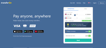 TransferGo's desktop website